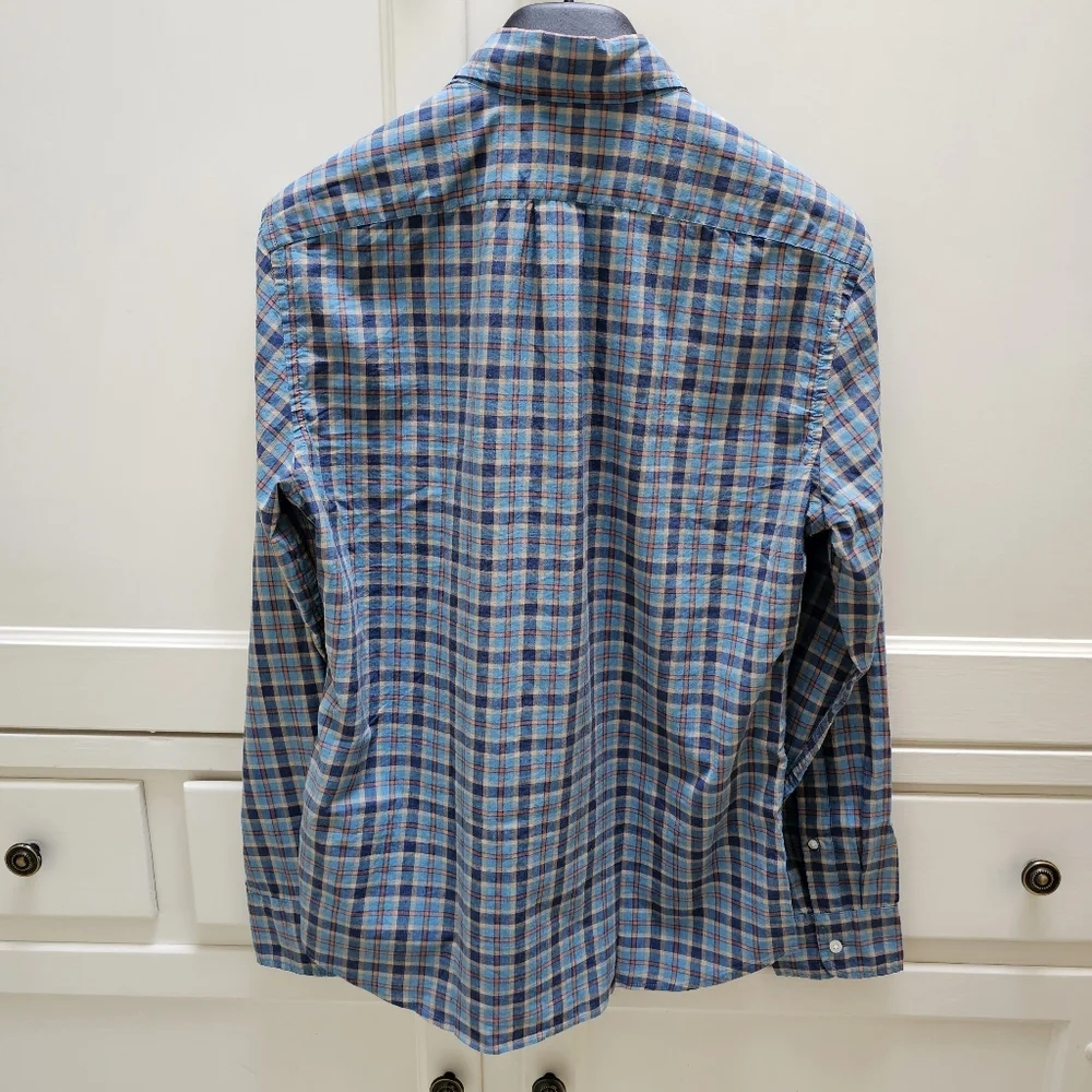 New! J Crew Mens size Small S Slim Stretch Secret Blue Plaid Shirt NWT